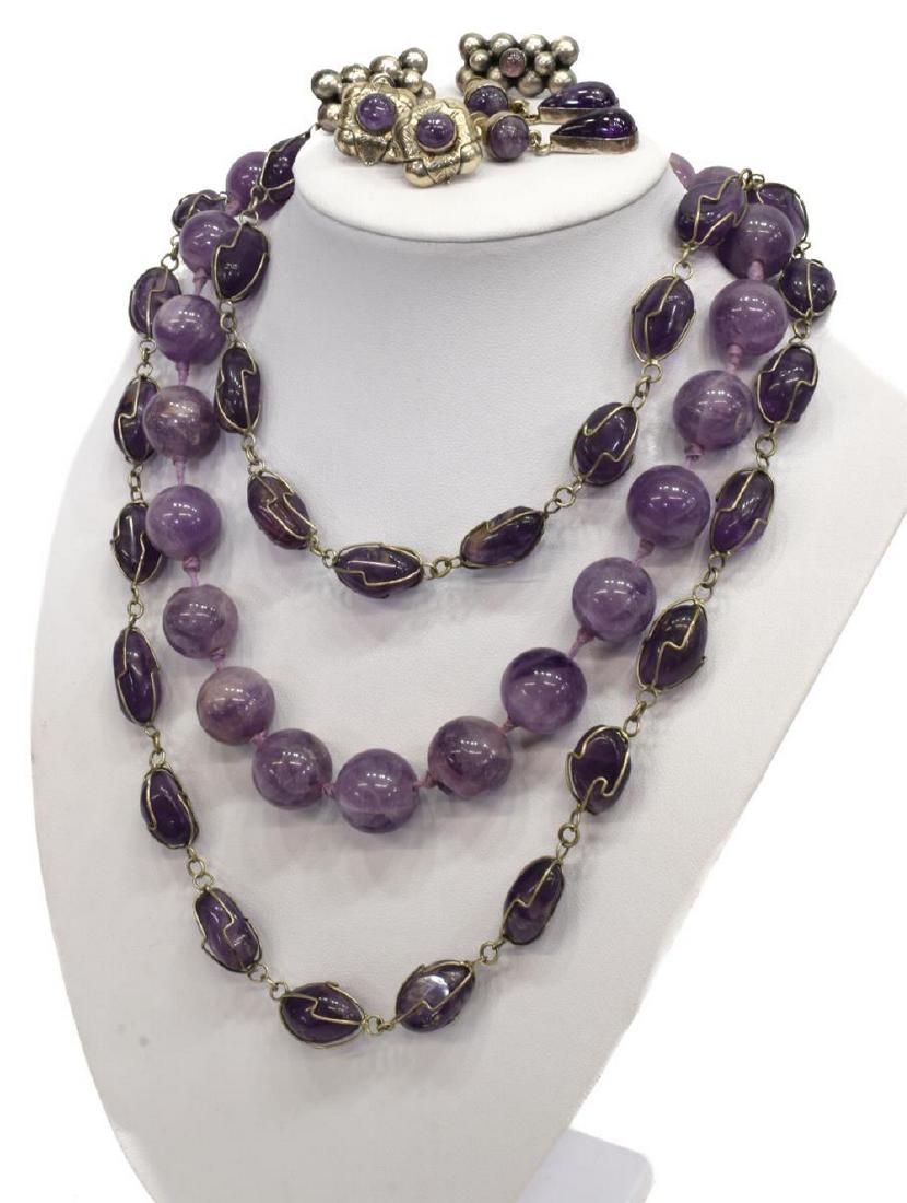 (LOT) MEXICO SILVER & AMETHYST JEWELRY GROUP (1 of 11)