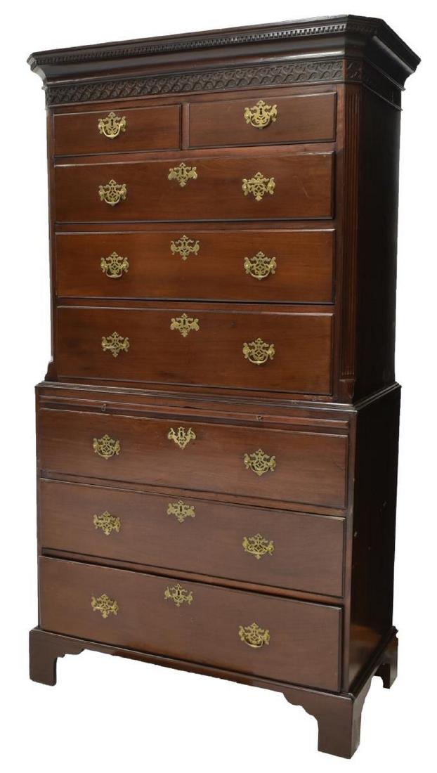 ENGLISH GEORGIAN MAHOGANY CHEST ON CHEST (1 of 5)