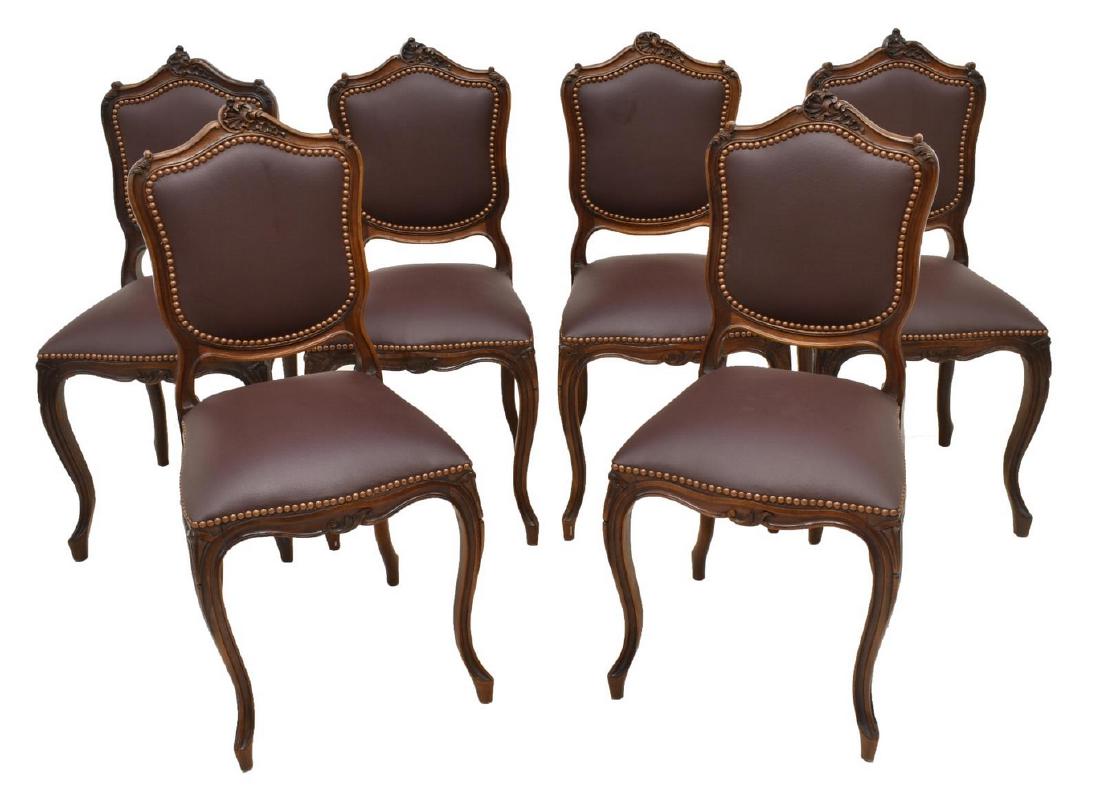 (6) FRENCH LOUIS XV STYLE WALNUT DINING CHAIRS (1 of 3)