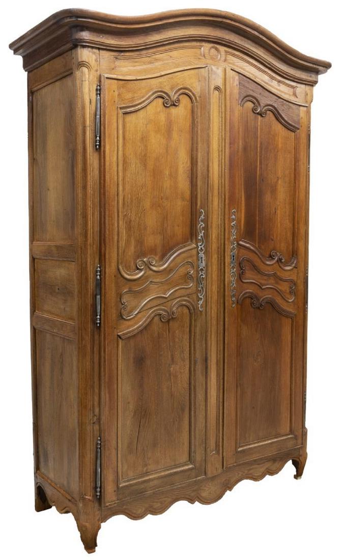FRENCH PROVINCIAL LOUIS XV STYLE OAK ARMOIRE (1 of 5)