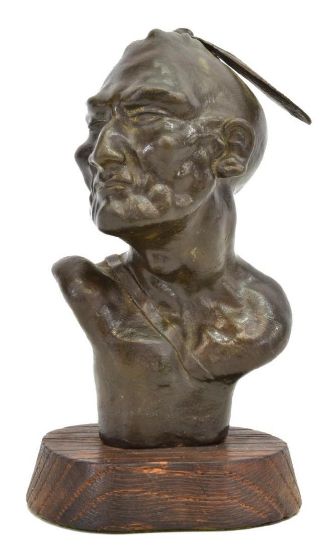BRONZE NATIVE AMERICAN MAN BUST, ATA (1 of 5)