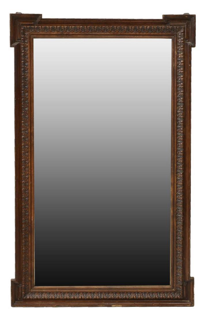 FRENCH CARVED & STAINED PINE WALL MIRROR (1 of 3)