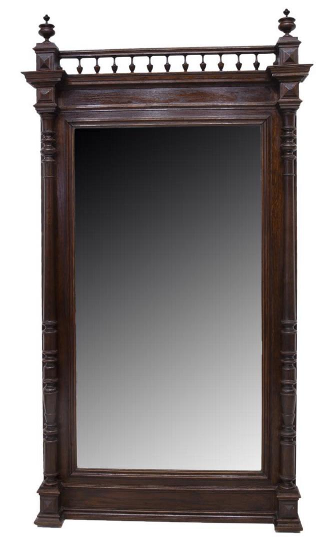 FRENCH HENRI II STYLE OAK WALL MIRROR (1 of 3)