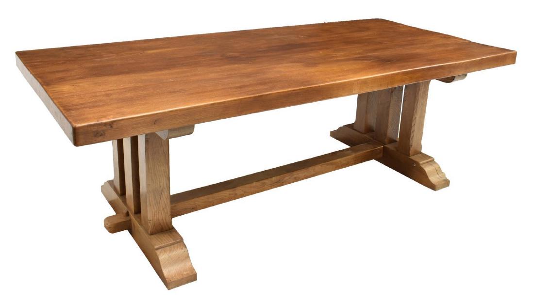 FRENCH OAK REFECTORY DINING TABLE, CH. SOURISSEAU (1 of 6)