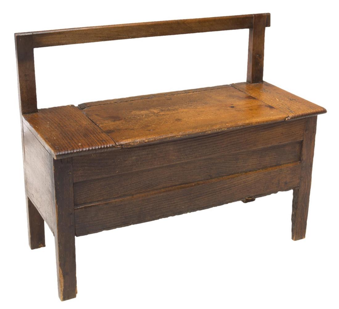 FRENCH PINE LIFT-TOP HALL BENCH / STORAGE SEAT (1 of 5)