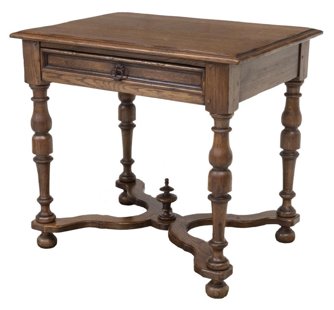 DIMINUTIVE FRENCH OAK LIBRARY TABLE WRITING DESK (1 of 3)