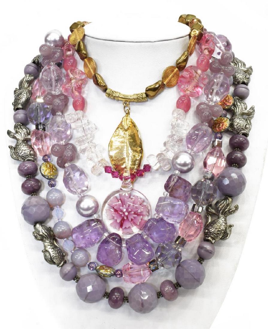 5) ARTISAN SEMIPRECIOUS STONE, ART GLASS NECKLACES (1 of 3)