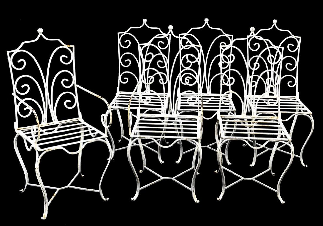 (6) FRENCH PAINTED IRON GARDEN CHAIR SEATING GROUP (1 of 2)