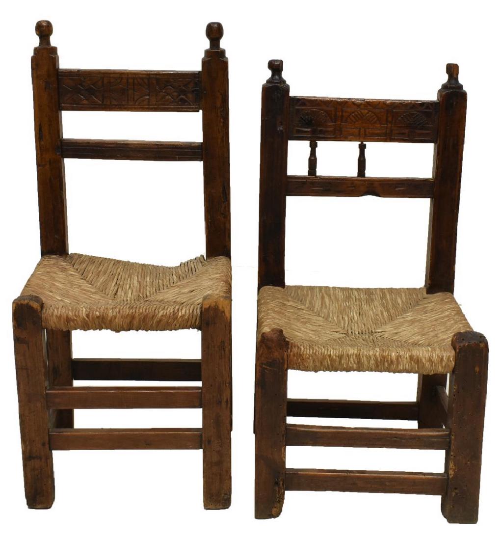 (2) PETITE FRENCH OAK RUSH SEAT CHAIRS, SIMILAR (1 of 2)