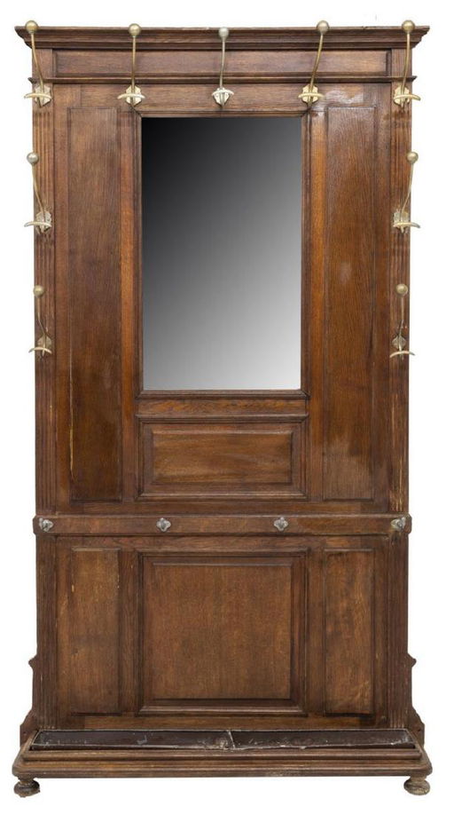 French Oak Mirrored Hall Tree 84 5 X 47