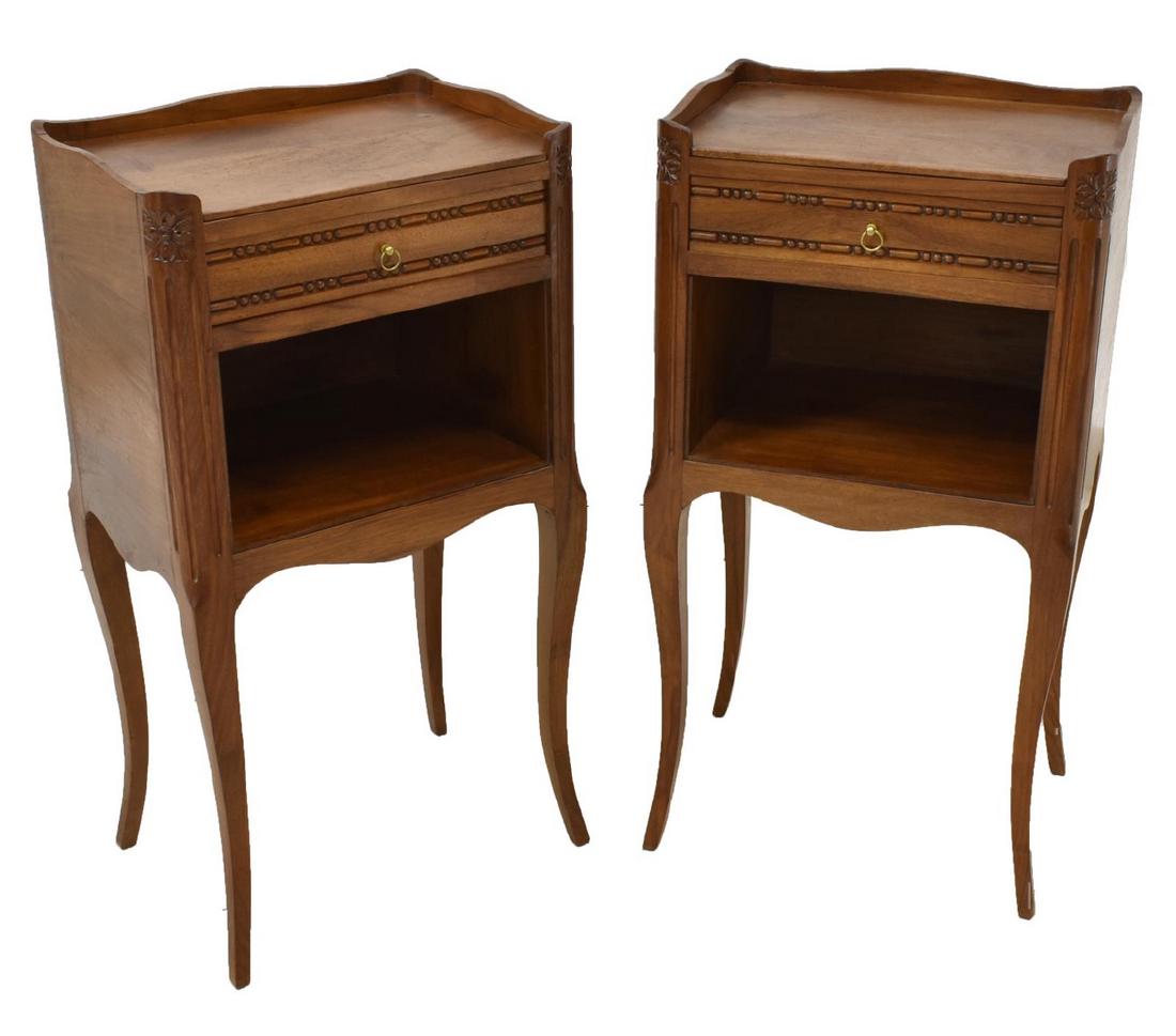 (PR) FRENCH LOUIS XV STYLE WALNUT NIGHTSTANDS (1 of 3)