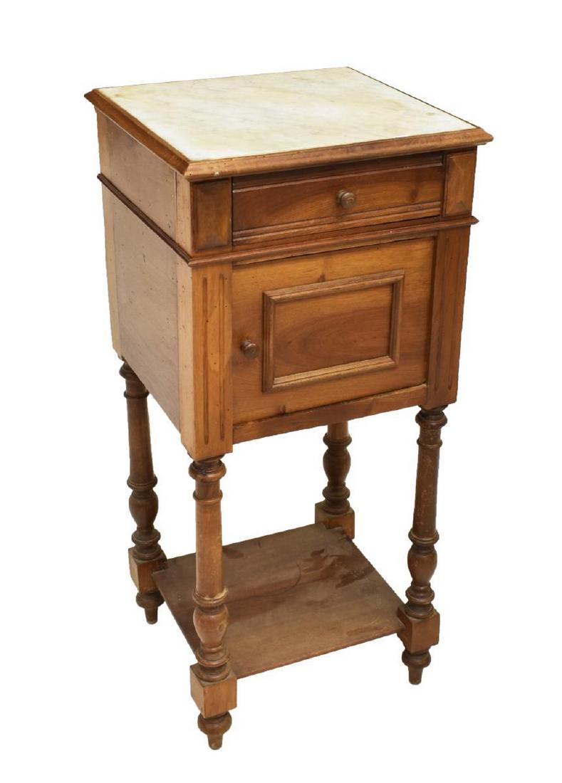 FRENCH MARBLE-TOP WALNUT NIGHTSTAND (1 of 5)