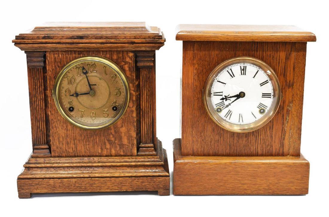 (2) AMERICAN OAK CASED SHELF CLOCKS, SESSIONS (1 of 8)