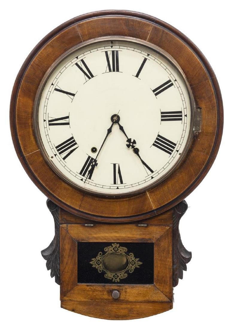 AMERICAN WALNUT CIRCULAR DROP WALL CLOCK (1 of 2)