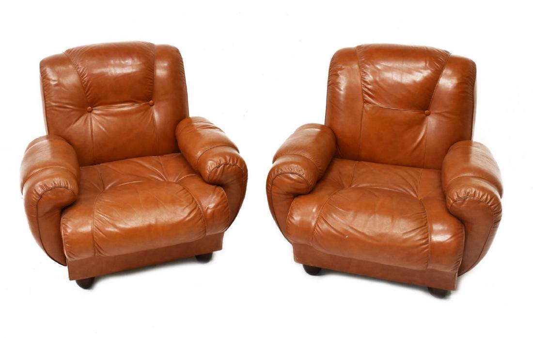 2) ITALIAN MODERN LEATHER CHAIRS MANNER OF BELLINI (1 of 2)