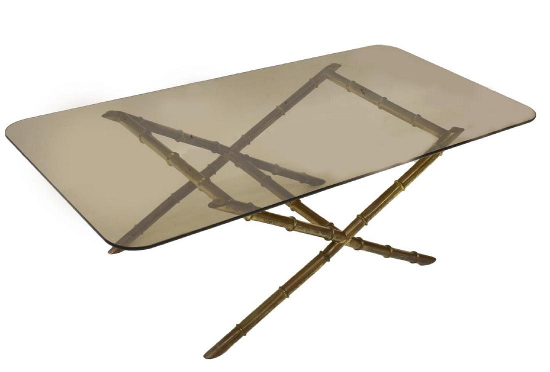 FRENCH MODERN BRASS FAUX BAMBOO CENTER TABLE (1 of 2)