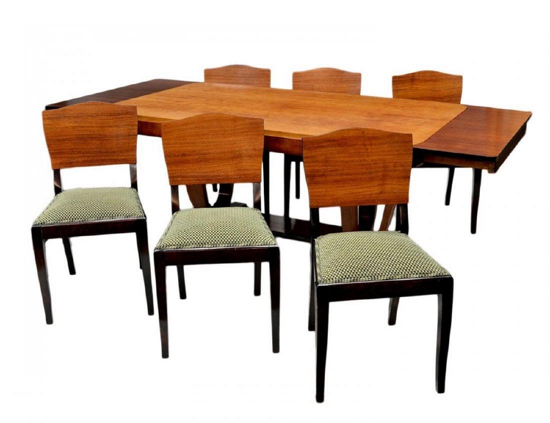 FRENCH ART DECO BLEACHED MAHOGANY DINING SUITE (1 of 5)