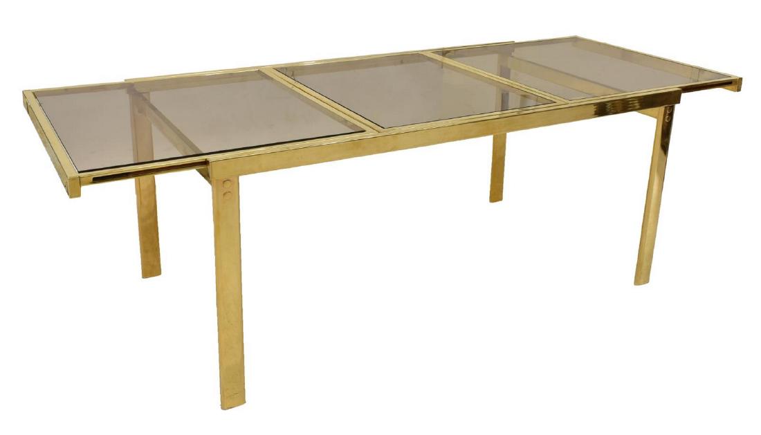 MODERN SMOKE GLASS EXTENSION DINING TABLE, c.1970s (1 of 6)