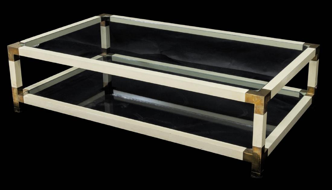 FRENCH MODERN TWO-TIERED GLASS COFFEE TABLE (1 of 2)