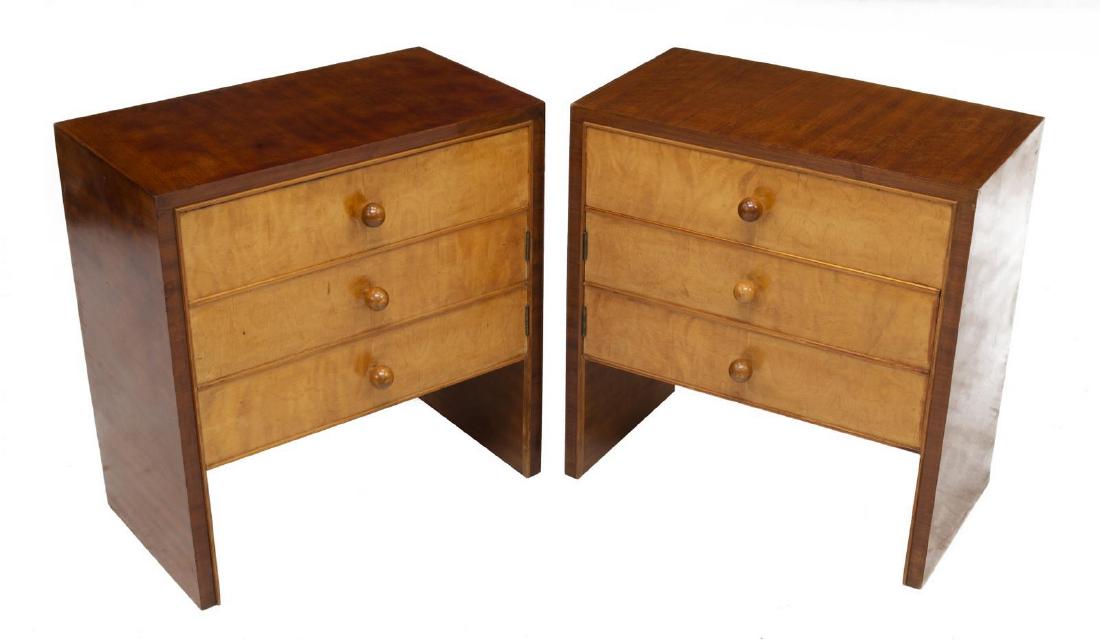 (2) ITALIAN ART DECO TWO-TONE BEDSIDE CABINETS (1 of 5)