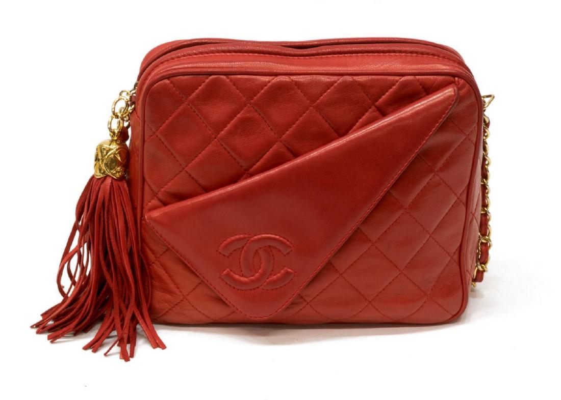 VINTAGE CHANEL CAMERA BAG RED QUILTED LEATHER (1 of 4)