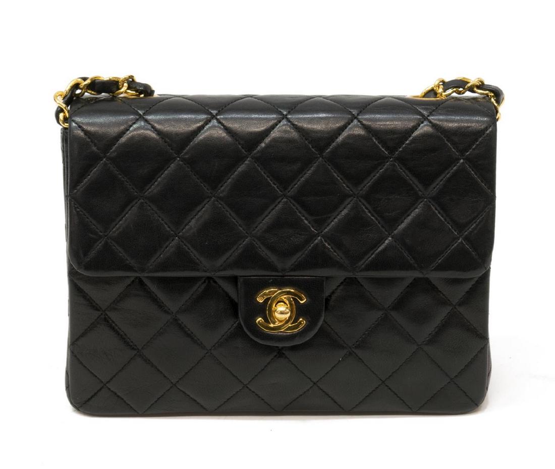CHANEL CLASSIC MINI SQUARE FLAP BAG BLACK LEATHER (1 of 4)