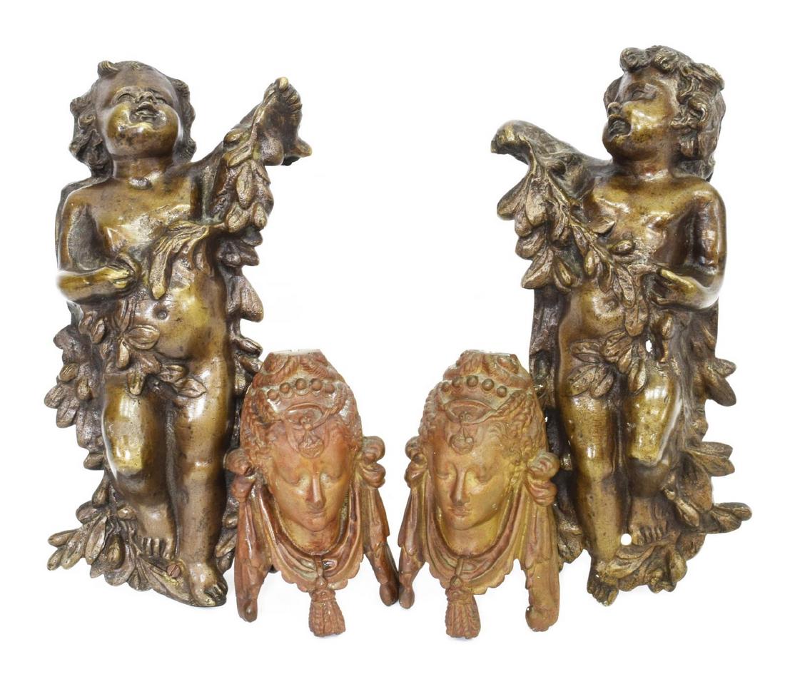 4) ITALIAN BRONZE, GILT METAL ARCHITECTURAL MOUNTS (1 of 5)