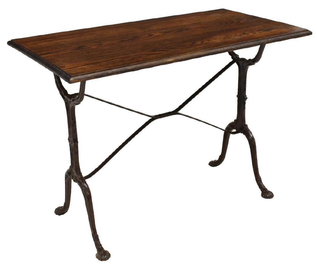 FRENCH PARISIAN OAK TOP CAST IRON BISTRO TABLE (1 of 5)