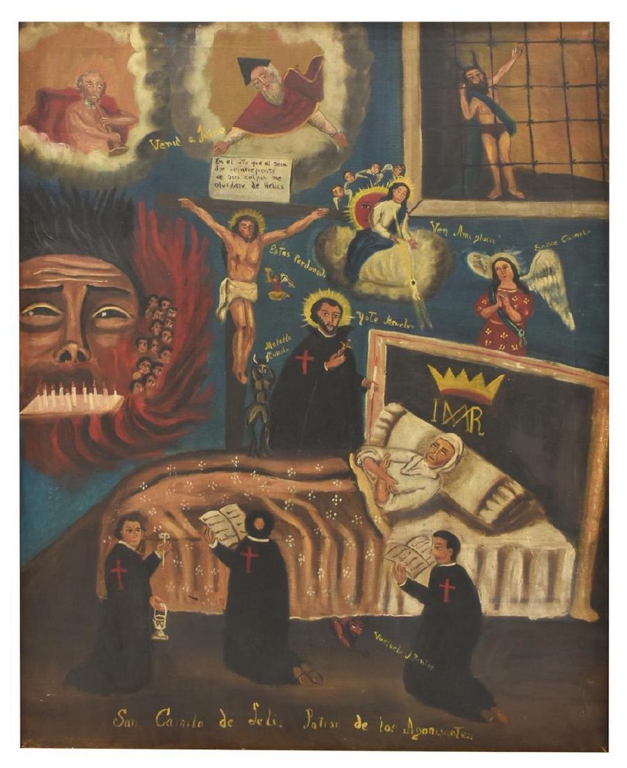RELIGIOUS EX-VOTO PAINTING, SAN CAMILO, MEXICO (1 of 5)