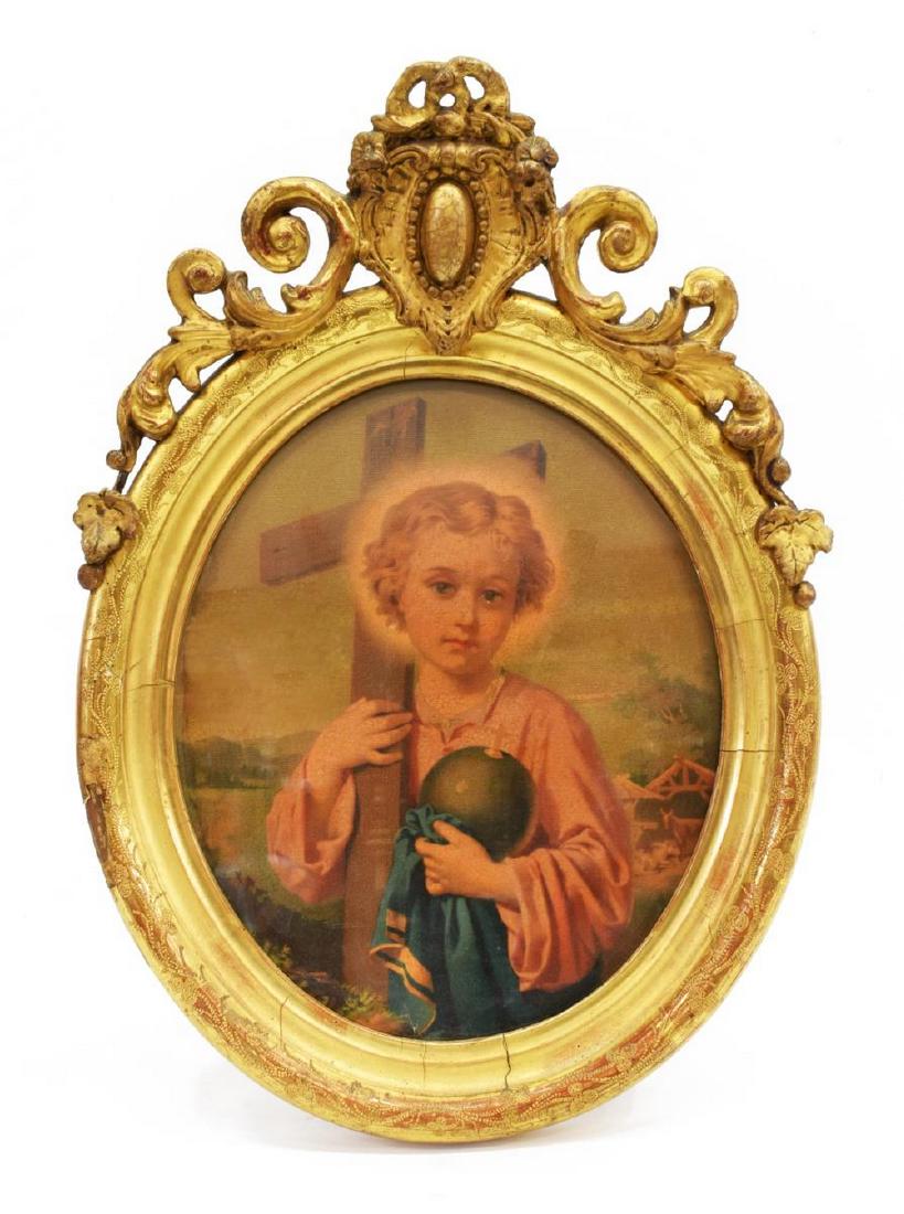 FRAMED ITALIAN OVAL RELIGIOUS PRINT (1 of 2)