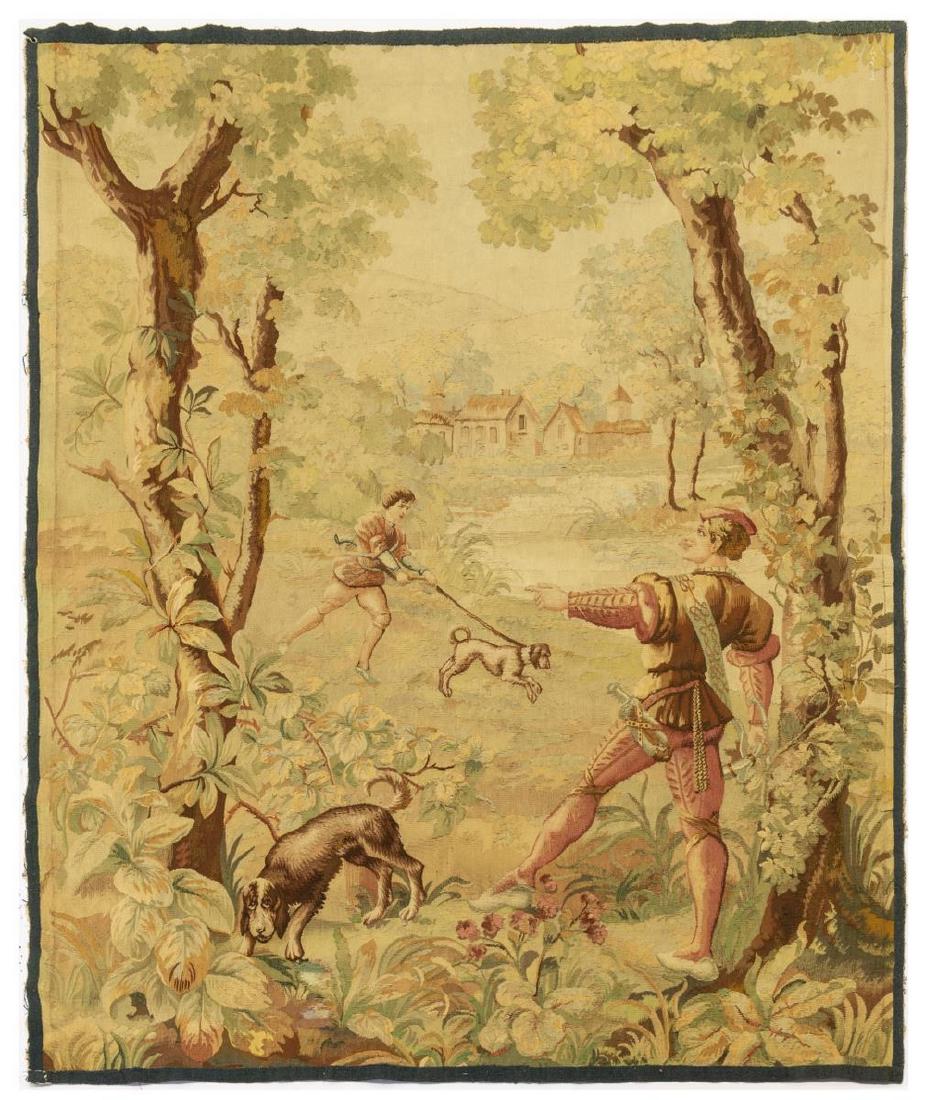 FRENCH HAND-WOVEN TAPESTRY, HUNTING SCENE (1 of 1)