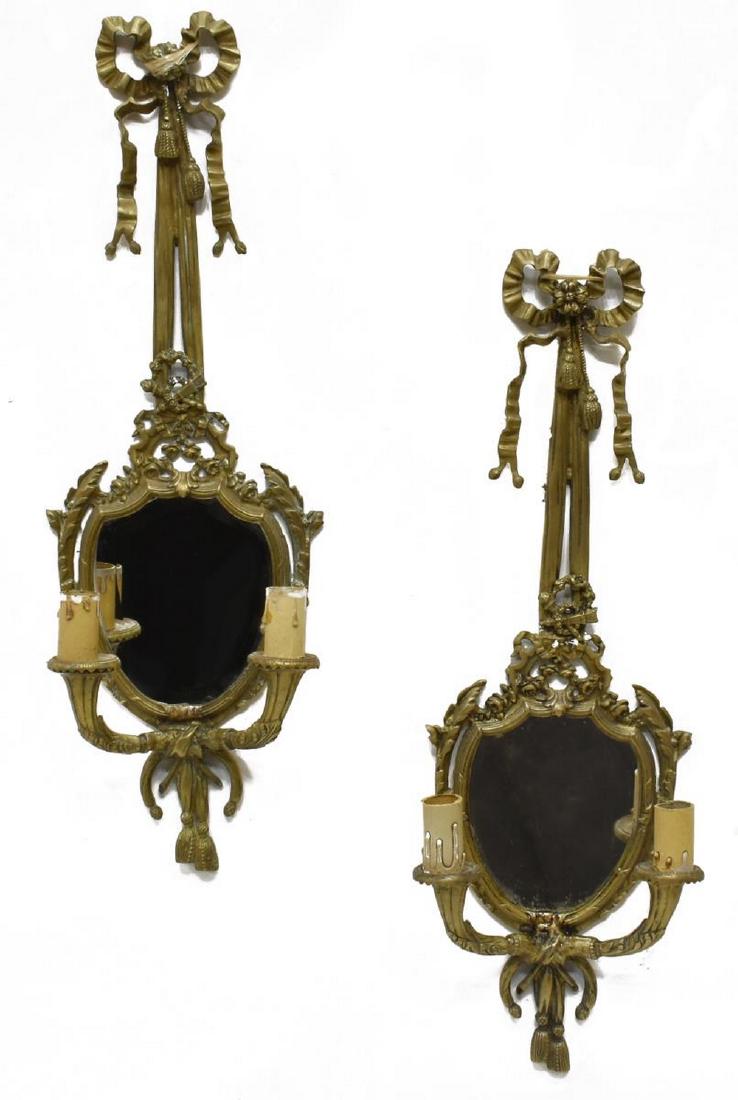 (2) FRENCH LOUIS XVI STYLE GILT METAL WALL SCONCES (1 of 3)