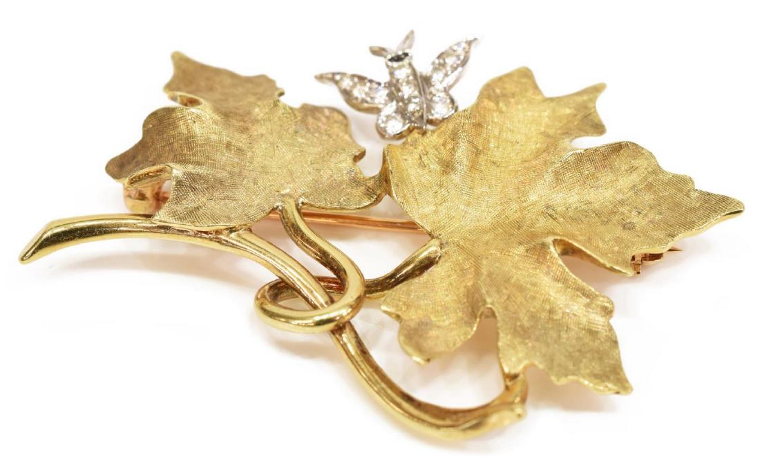 ESTATE 14KT YELLOW GOLD DIAMOND BUTTERFLY BROOCH (1 of 3)
