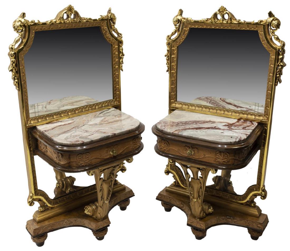 (2) ITALIAN EMPIRE STYLE MIRRORED BEDSIDE CABINETS (1 of 4)