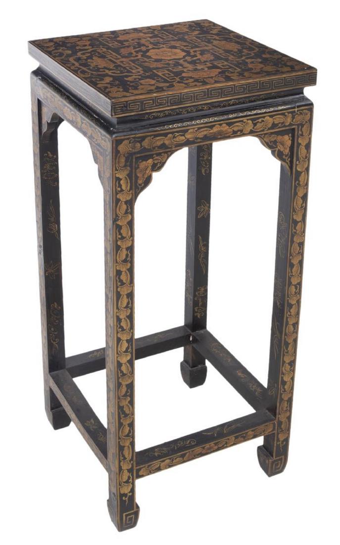 CHINESE BLACK LACQUER PEDESTAL STAND (1 of 3)