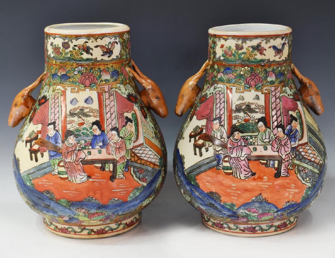 (2) CHINESE ROSE MEDALLION PORCELAIN VASES (1 of 4)
