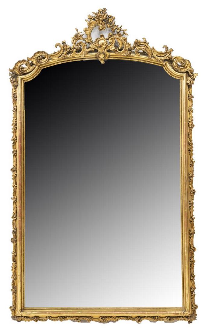 ORNATE LOUIS XV STYLE GILT FRAMED MIRROR, 88"H (1 of 4)