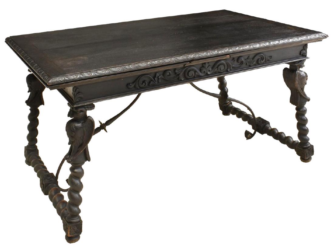 SPANISH BAROQUE STYLE CARVED DRAW LEAF TABLE (1 of 7)