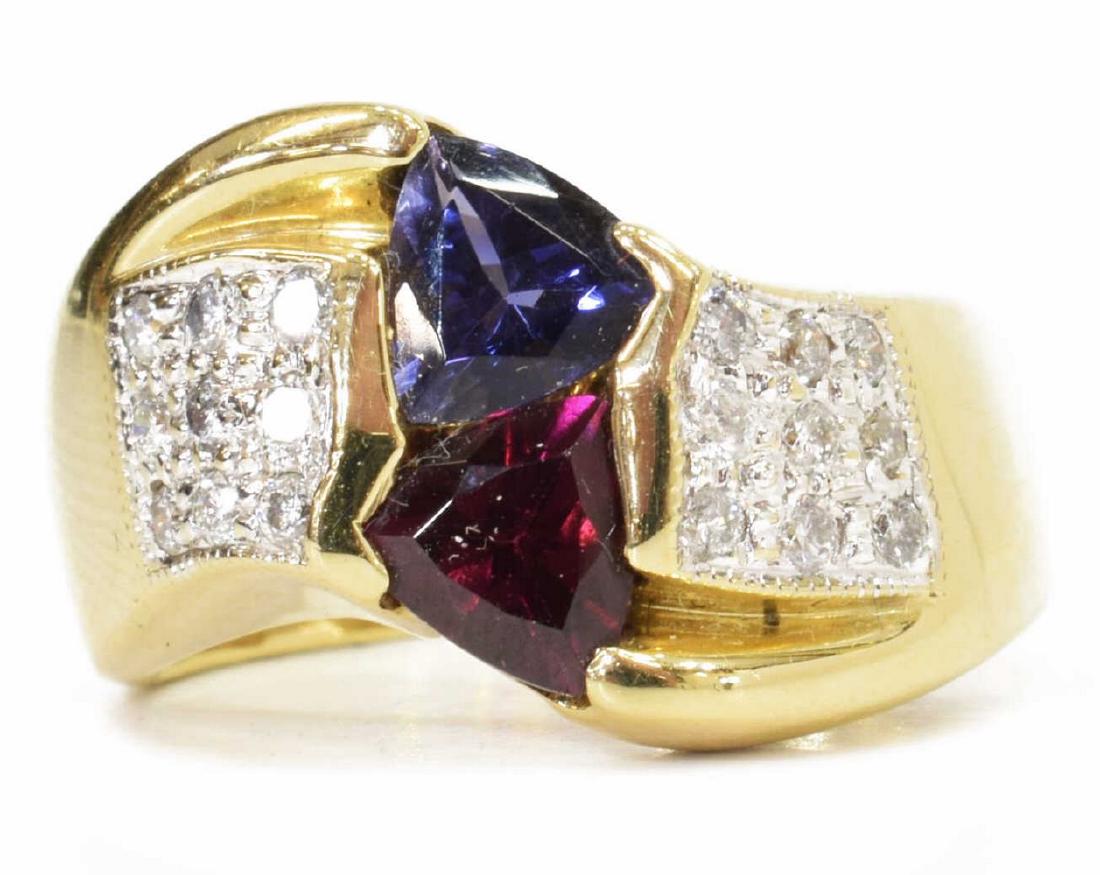 ESTATE 14KT YELLOW GOLD AMETHYST DIAMOND RING (1 of 5)