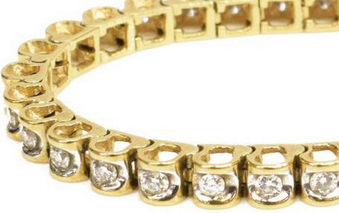 14KT YELLOW GOLD 1.20CTTW DIAMOND TENNIS BRACELET: Estate 14kt (tested) yellow gold and diamond tennis bracelet, approx 1.20cttw, approx 7.25"l (flat), 13 grams (inclusive of all materials) Start Price: $300.00