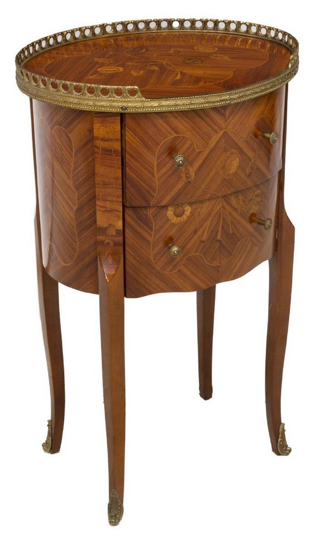 FRENCH LOUIS XV STYLE MARQUETRY BEDSIDE CABINET (1 of 4)