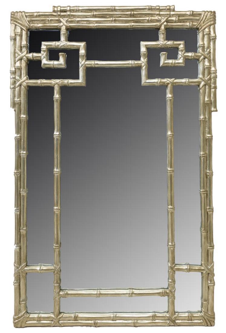 CHINESE CHIPPENDALE STYLE SILVER GILT WALL MIRROR (1 of 3)