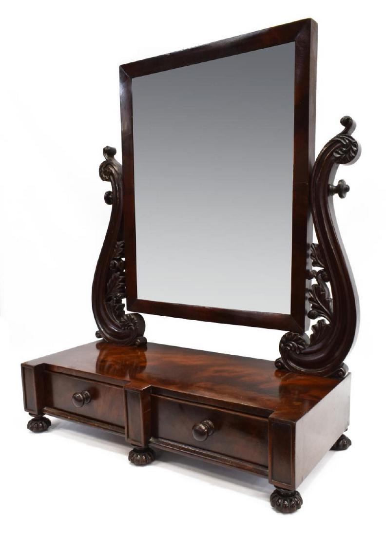 VICTORIAN FLAME MAHOGANY SHAVING DRESSER MIRROR (1 of 5)