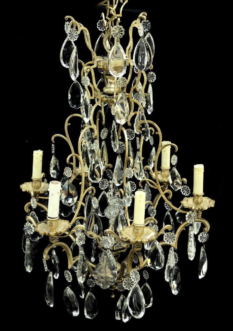 ITALIAN CRYSTAL & GILT METAL SIX-LIGHT CHANDELIER (1 of 1)