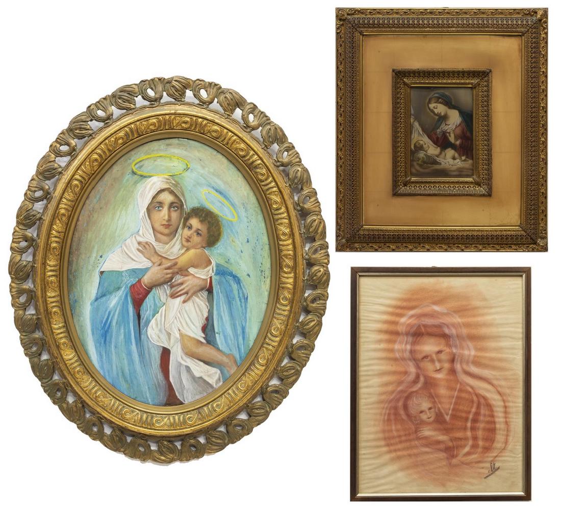 (3) FRAMED RELIGIOUS MADONNA & CHILD WORKS OF ART (1 of 7)