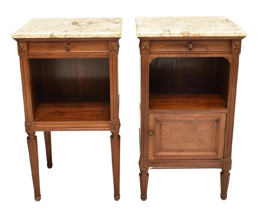 (2) LOUIS XVI STYLE WALNUT NIGHTSTANDS, VARIED (1 of 5)