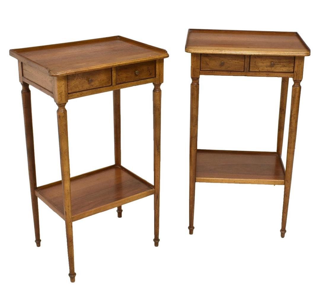 (2) FRENCH LOUIS XVI STYLE WALNUT SIDE TABLES (1 of 3)