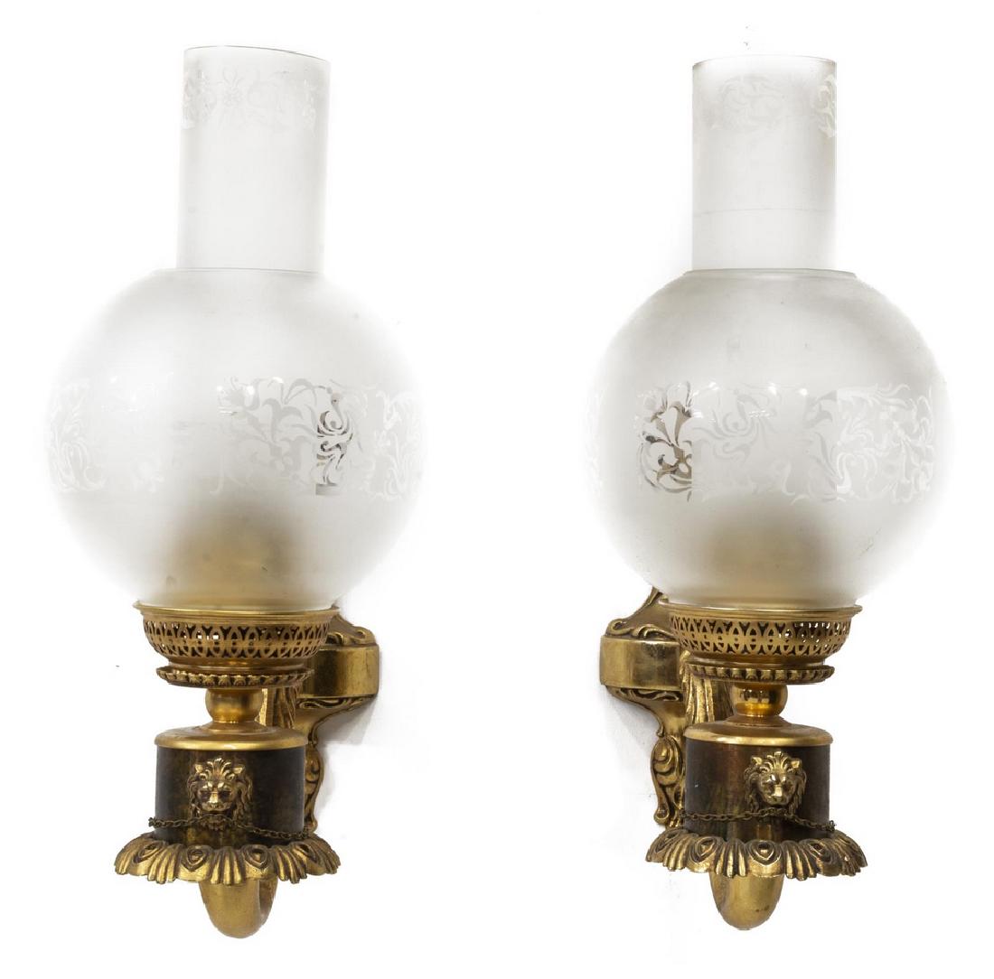 (2) FRENCH EMPIRE STYLE GILT METAL WALL SCONCES (1 of 2)