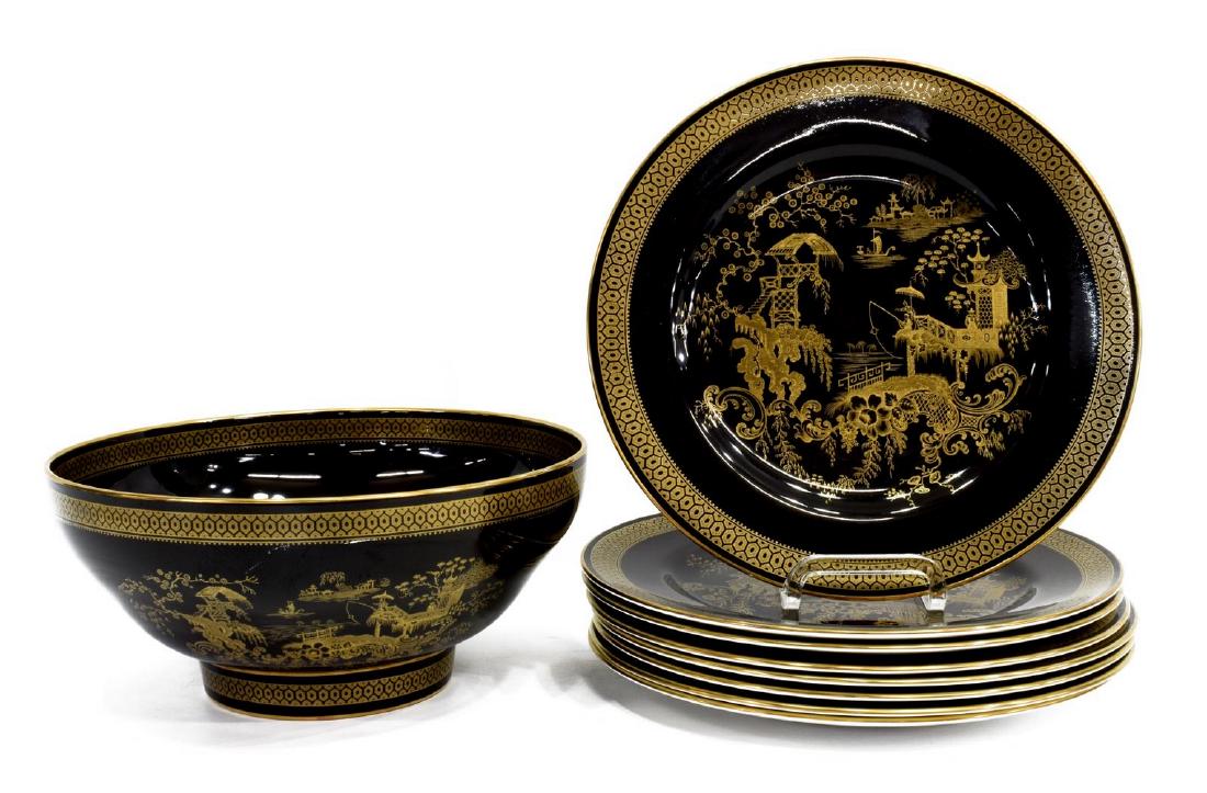 (9) SPODE CHINOISERIE PARCEL GILT TABLEWARE (1 of 5)