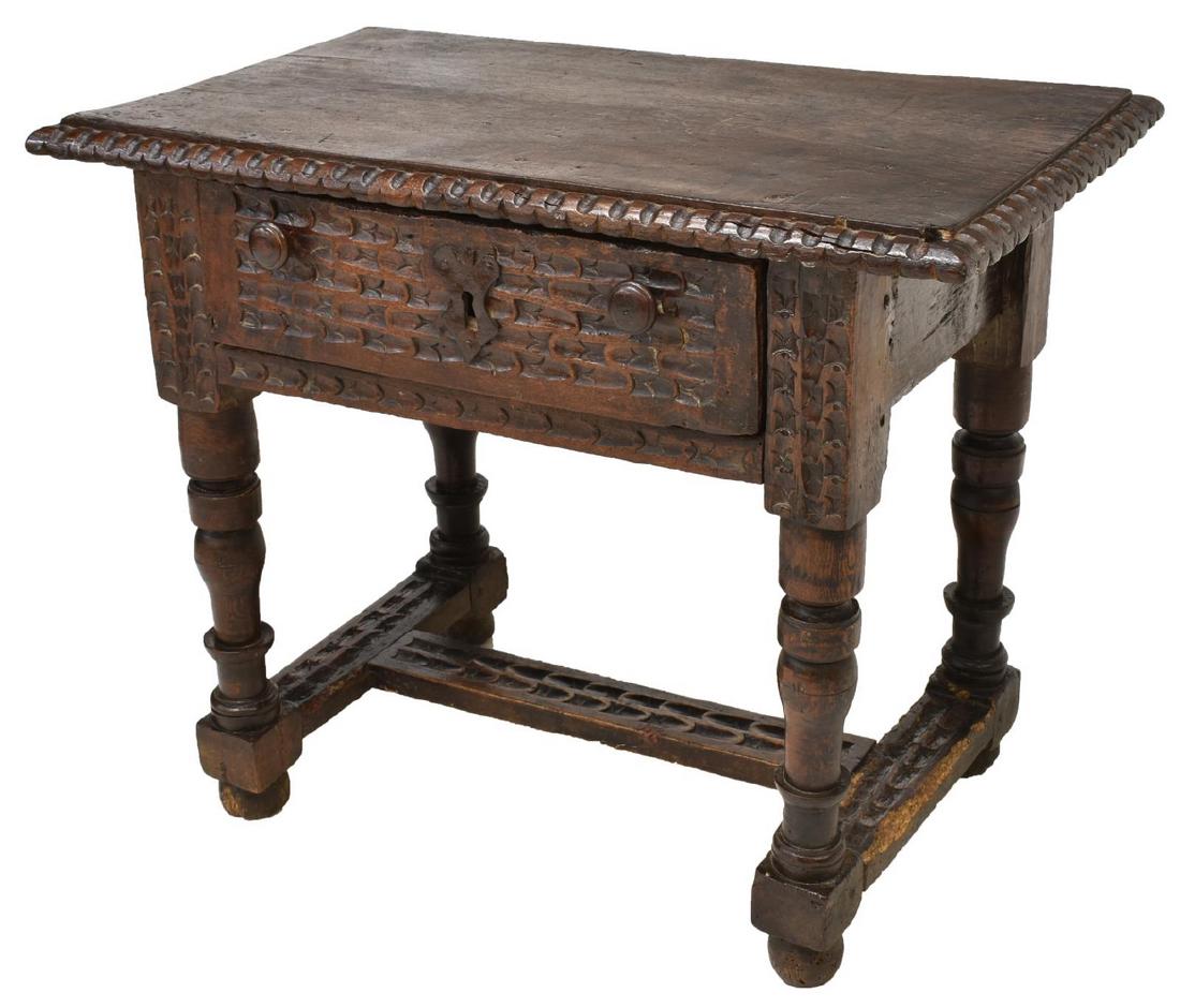 SPANISH BAROQUE STYLE WALNUT WORK TABLE (1 of 5)